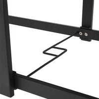 Close-Up of Black Slatted Metal Tabletop – 80cm Garden Table Detail