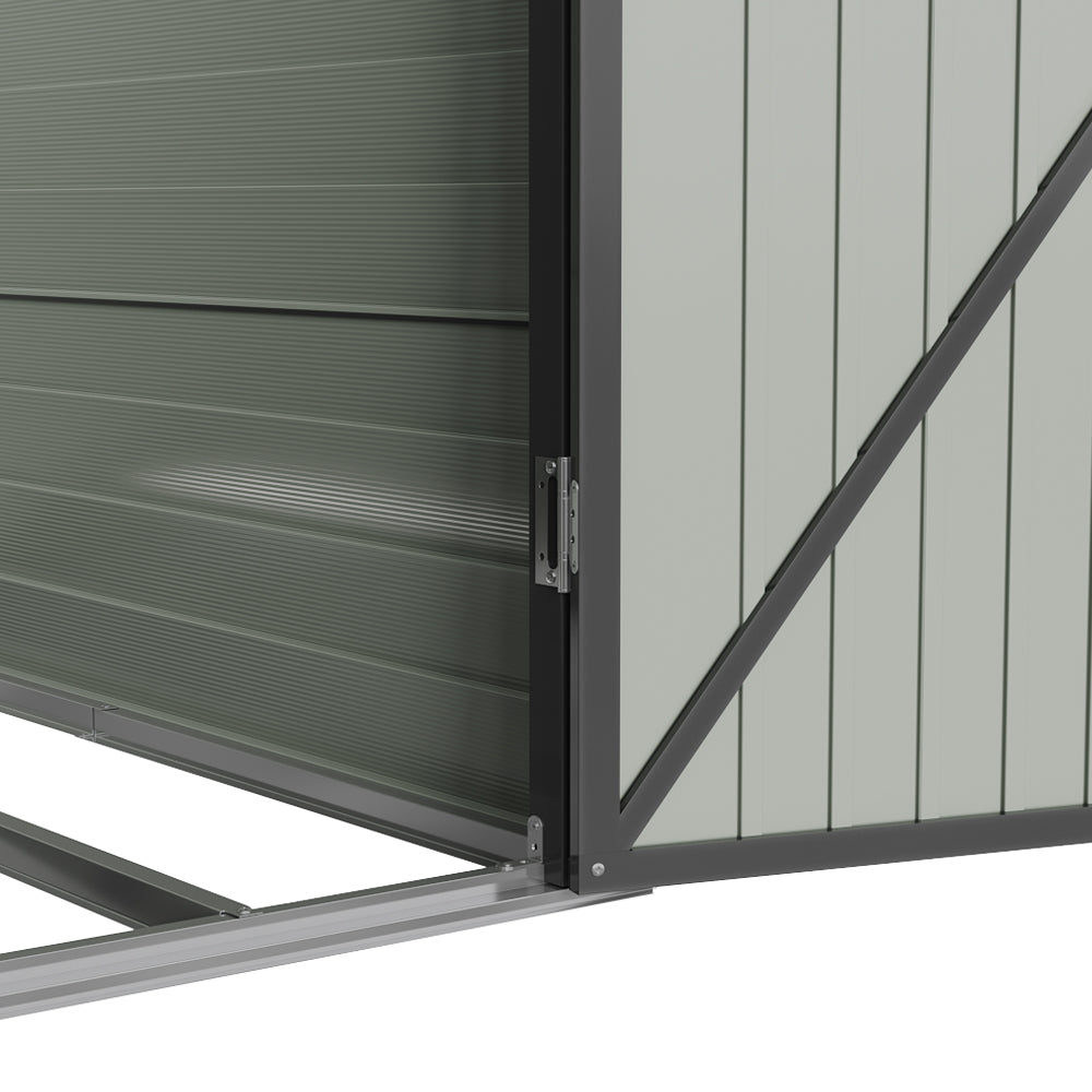 4x6ft Pent Roof Metal Garden Storage Shed with Lockable Door