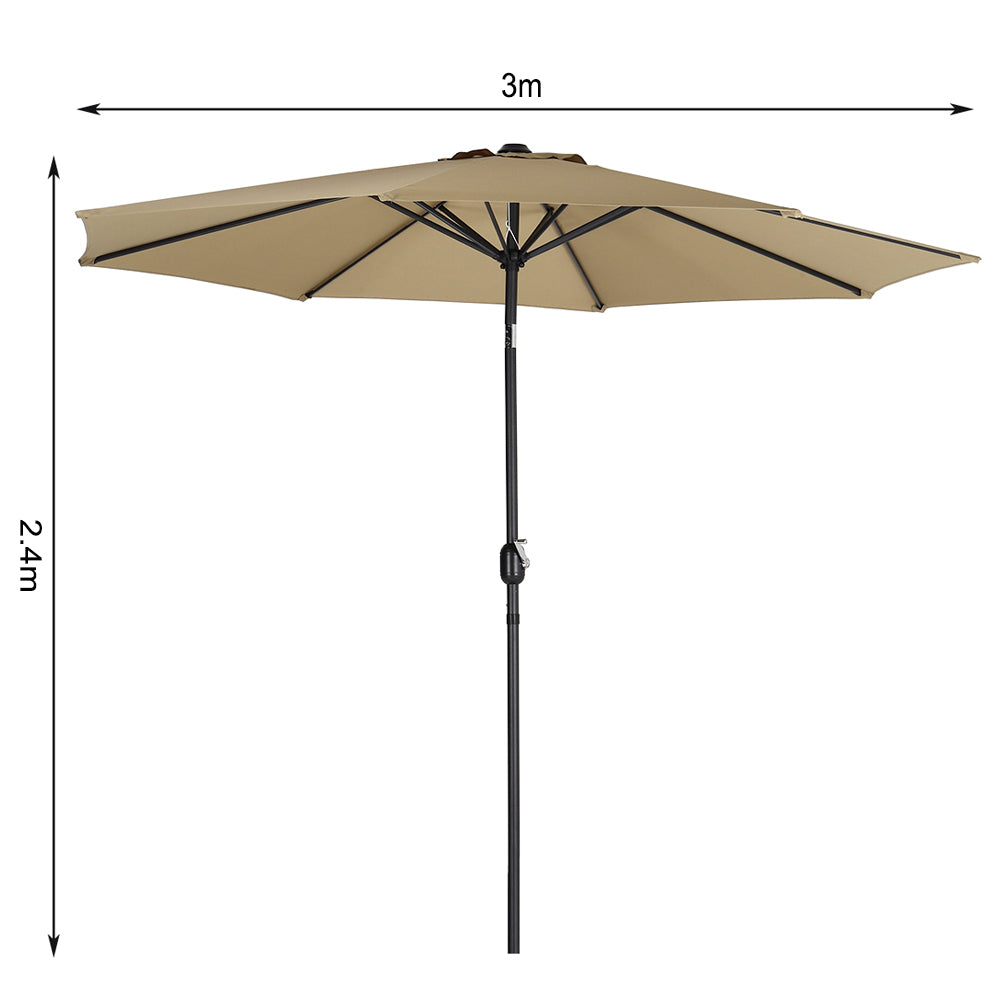 3M Garden Sunshade Tilt Parasol Umbrella with Crank