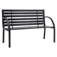 Modern Outdoor Garden Metal Black Wooden Bench