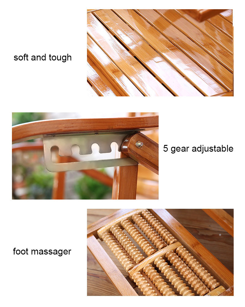 Breathable seat and ergonomic backrest detail of bamboo rocking chair