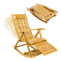 Demonstration of folding and rocking motion on bamboo recliner chair