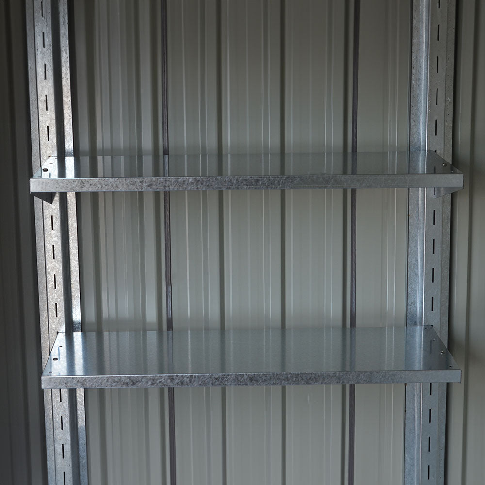 8x4ft Lockable Metal Log Shed in Garden – Firewood Stacked Beside for Convenient Storage