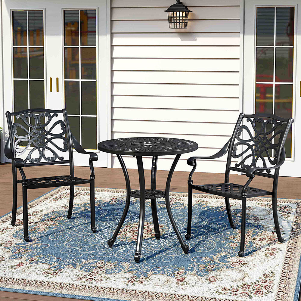 Sunflower Design 60cm Round Patio Table in Garden Setting – Ideal for Outdoor Use