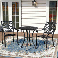 Sunflower Design 60cm Round Patio Table in Garden Setting – Ideal for Outdoor Use