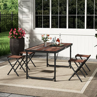 Outdoor Folding Table and Stool Set for Garden Dining – Space-Saving Picnic Furniture