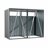 Rear panel view of 5x3ft dark grey metal garden bin shed – durable and rust-resistant construction