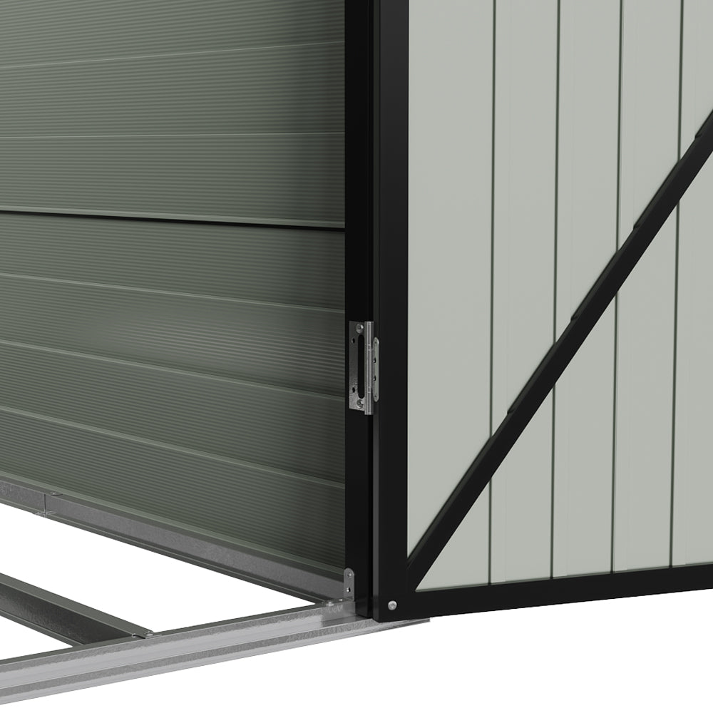 4x6ft Pent Roof Metal Garden Storage Shed with Lockable Door