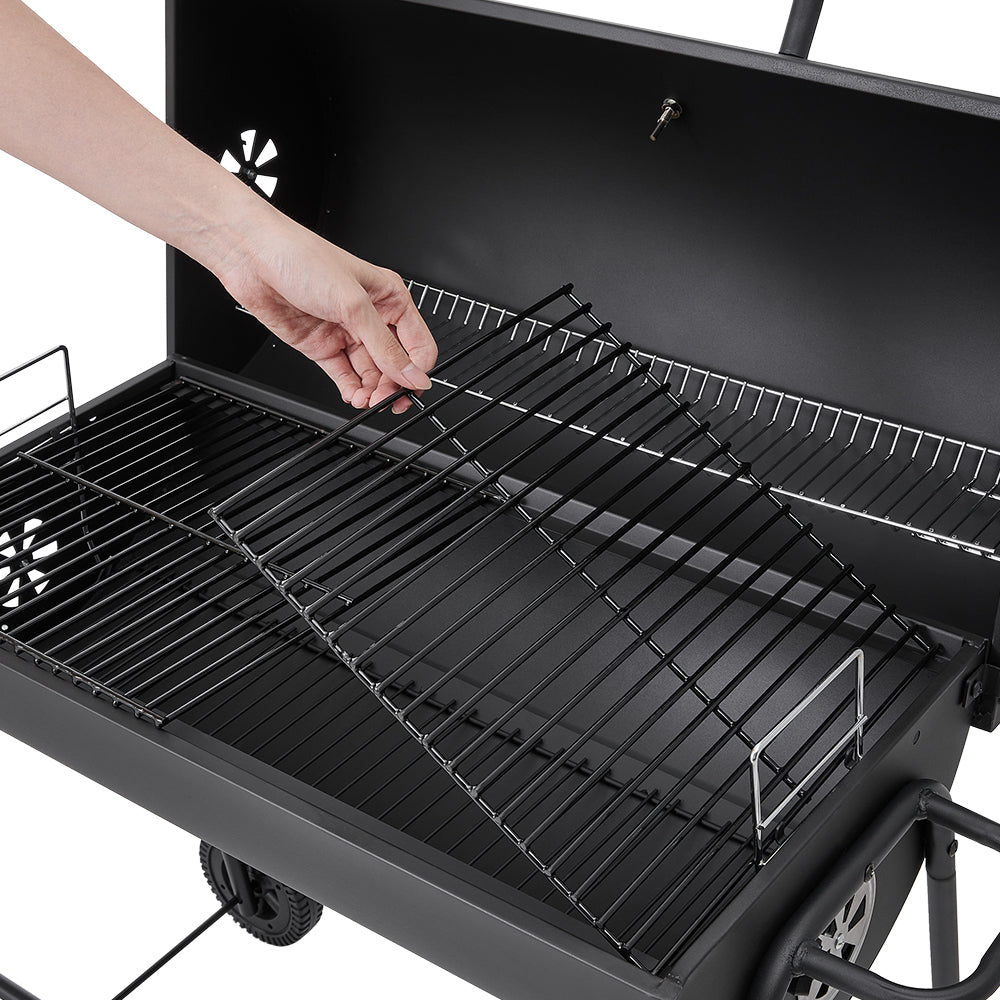 Sturdy Wheels and Adjustable Vent on Black Garden Charcoal Grill – Easy Mobility and Airflow Control