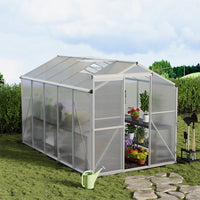 Spacious 10x6ft Aluminium Greenhouse in Garden Setting – Weather-Resistant and Stylish Design