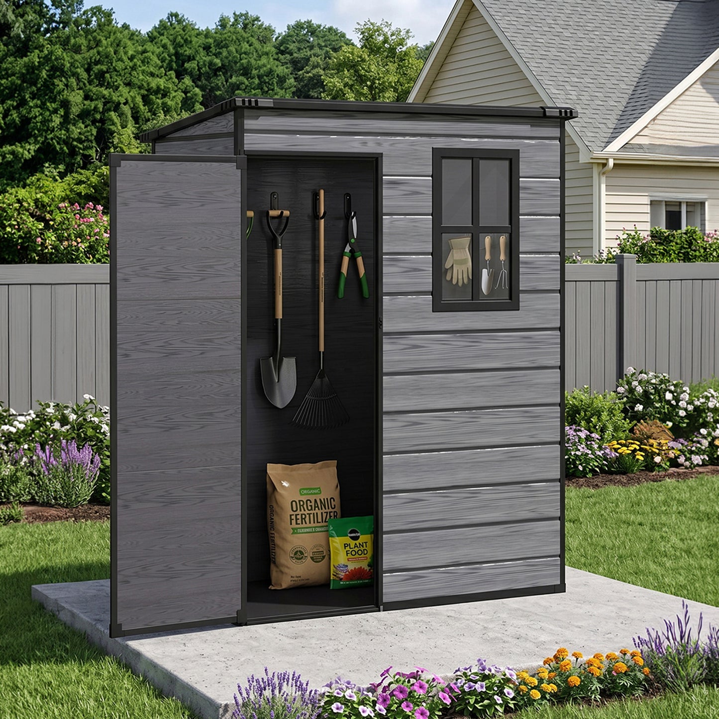 5x3FT Plastic Garden Storage Shed with Lockable Door