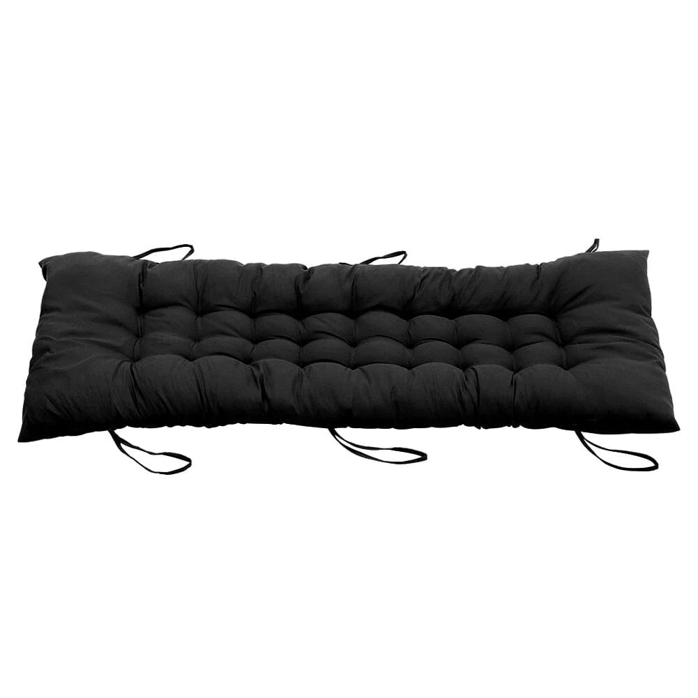 Black Comfy Lounge Cushion Extra Thick Padding on white background - Stylish and comfortable cushion for indoor and outdoor seating