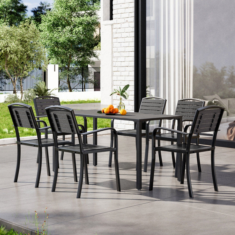 Garden Rectangular Patio Table with Parasol Hole