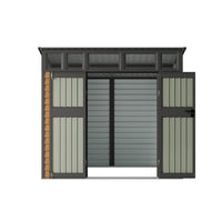 8x7FT Metal Garden Tool Storage Shed with Lockable Double Doors