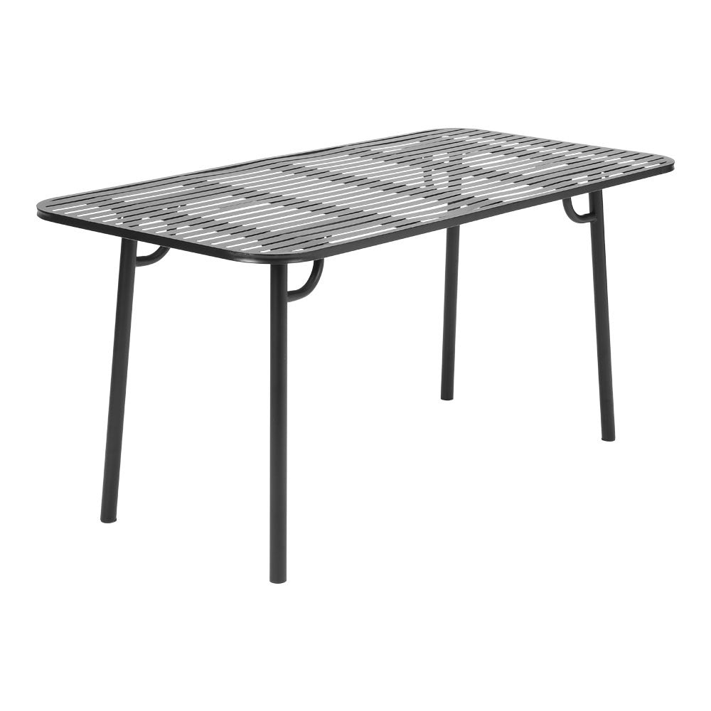160x80cm Black Metal Garden Table – Wrought Iron Patio Dining Table on White Background