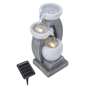 Solar-Powered Water Fountain Outdoor Garden Feature with LED Lights