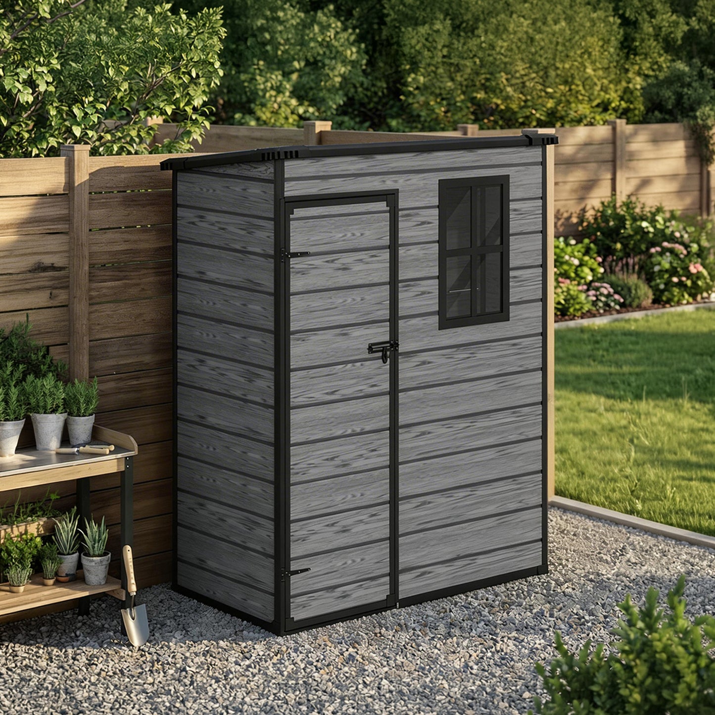 5x3FT Plastic Garden Storage Shed with Lockable Door
