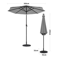 3M Octagon Garden Parasol Umbrella with LED