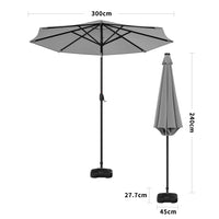 3M Octagon Garden Parasol Umbrella with LED