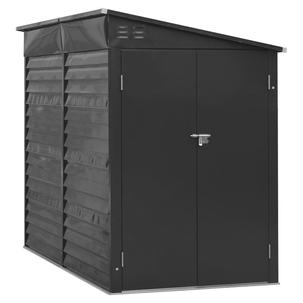 Freestanding Black Metal Garden Shed – 9x5ft Lockable Storage with Minimalist Design