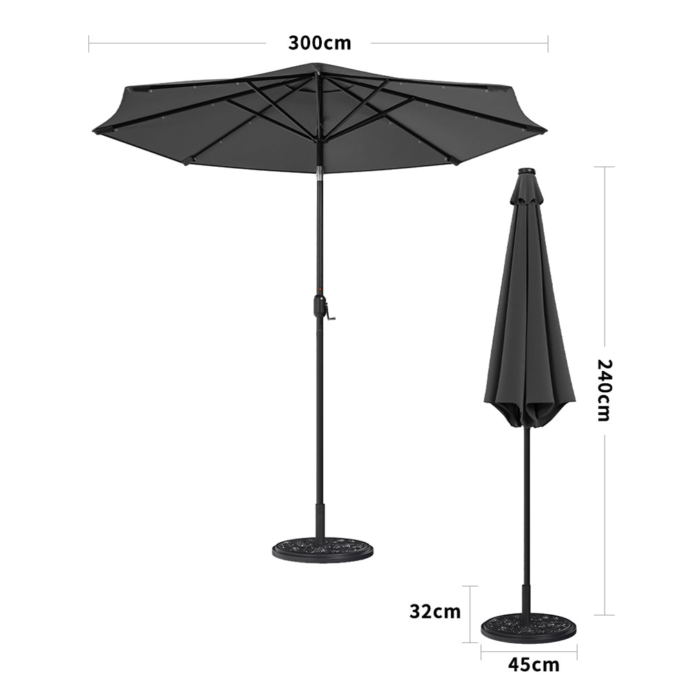 3M Octagon Garden Parasol Umbrella with LED