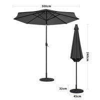 3M Octagon Garden Parasol Umbrella with LED