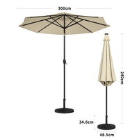 3M Octagon Garden Parasol Umbrella with LED