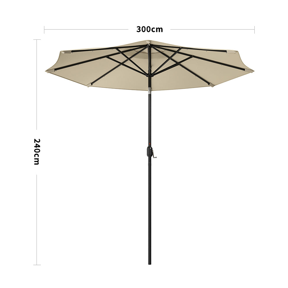 3M Octagon Garden Parasol Umbrella with LED