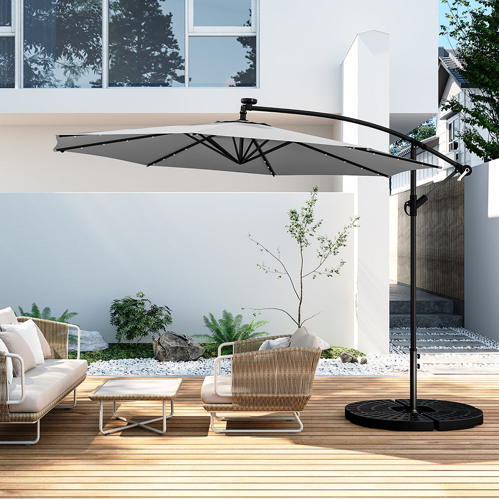 3M Garden Octagon Cantilever Parasol Umbrella with LED
