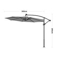 3M Garden Octagon Cantilever Parasol Umbrella with LED