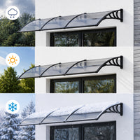 Black Modern Door Window Awning UV Protection Polycarbonate Canopy