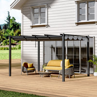 3x4m Patio Pergola with Canopy – Charcoal Grey Aluminum Shade in Garden Patio Setting
