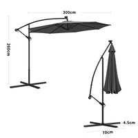 3M Garden Octagon Cantilever Parasol Umbrella with LED