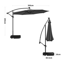 3M Garden Octagon Cantilever Parasol Umbrella with LED