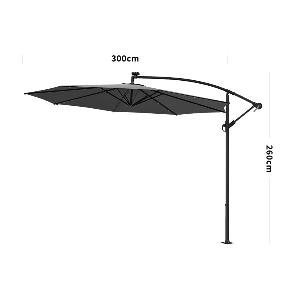 3M Garden Octagon Cantilever Parasol Umbrella with LED