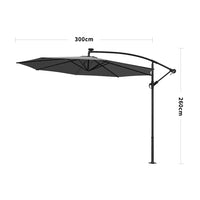 3M Garden Octagon Cantilever Parasol Umbrella with LED