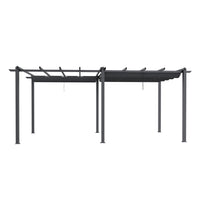 6x3m Modern Aluminum Pergola with Grey Retractable Canopy – White Background View