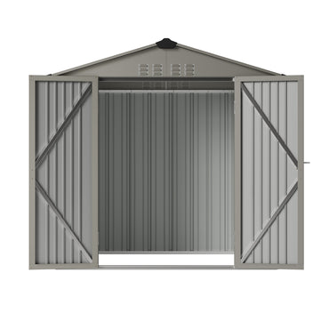 4x6FT Lockable Metal Garden Storage Shed with Lockable Door