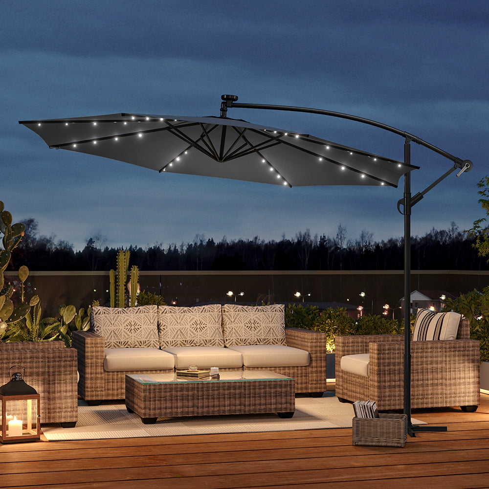 3M Garden Octagon Cantilever Parasol Umbrella with LED