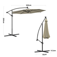 3M Garden Octagon Cantilever Parasol Umbrella with LED