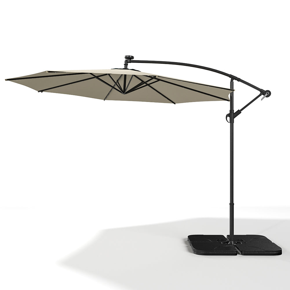 3M Garden Octagon Cantilever Parasol Umbrella with LED
