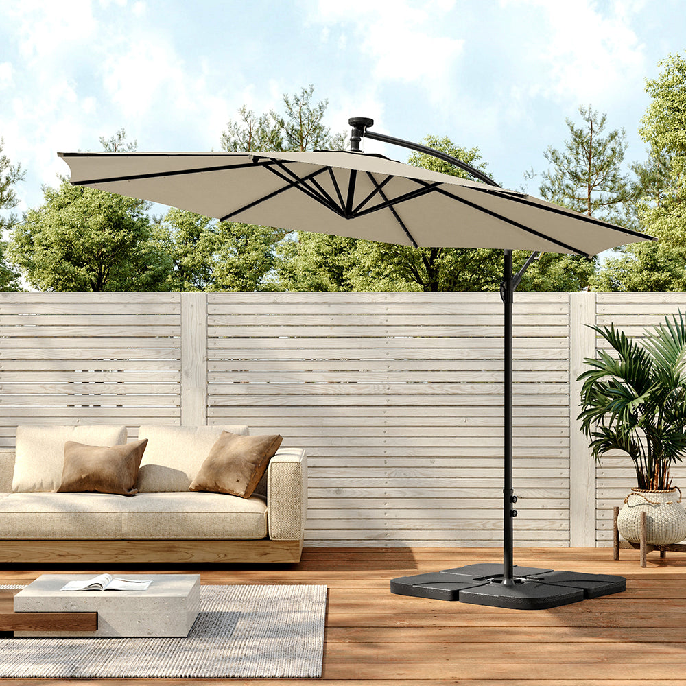 3M Garden Octagon Cantilever Parasol Umbrella with LED