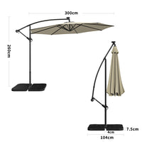 3M Garden Octagon Cantilever Parasol Umbrella with LED