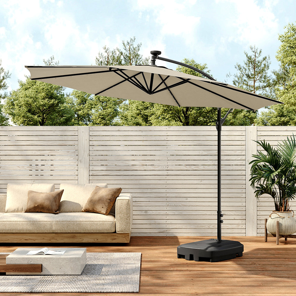 3M Garden Octagon Cantilever Parasol Umbrella with LED