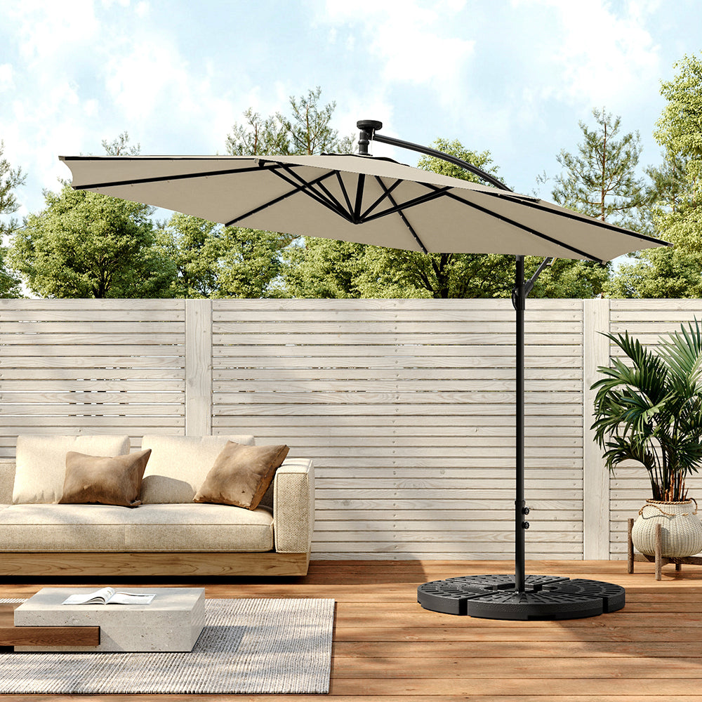 3M Garden Octagon Cantilever Parasol Umbrella with LED