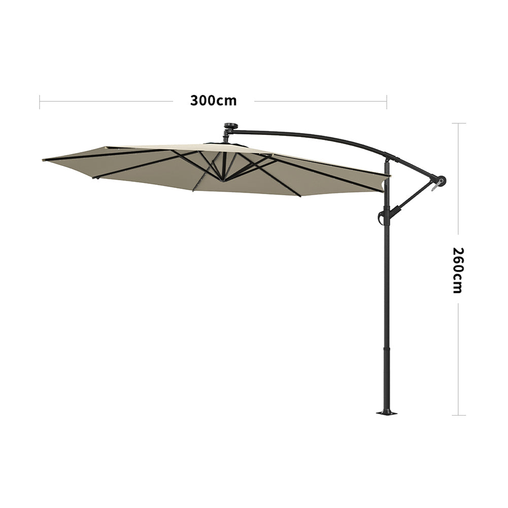3M Garden Octagon Cantilever Parasol Umbrella with LED