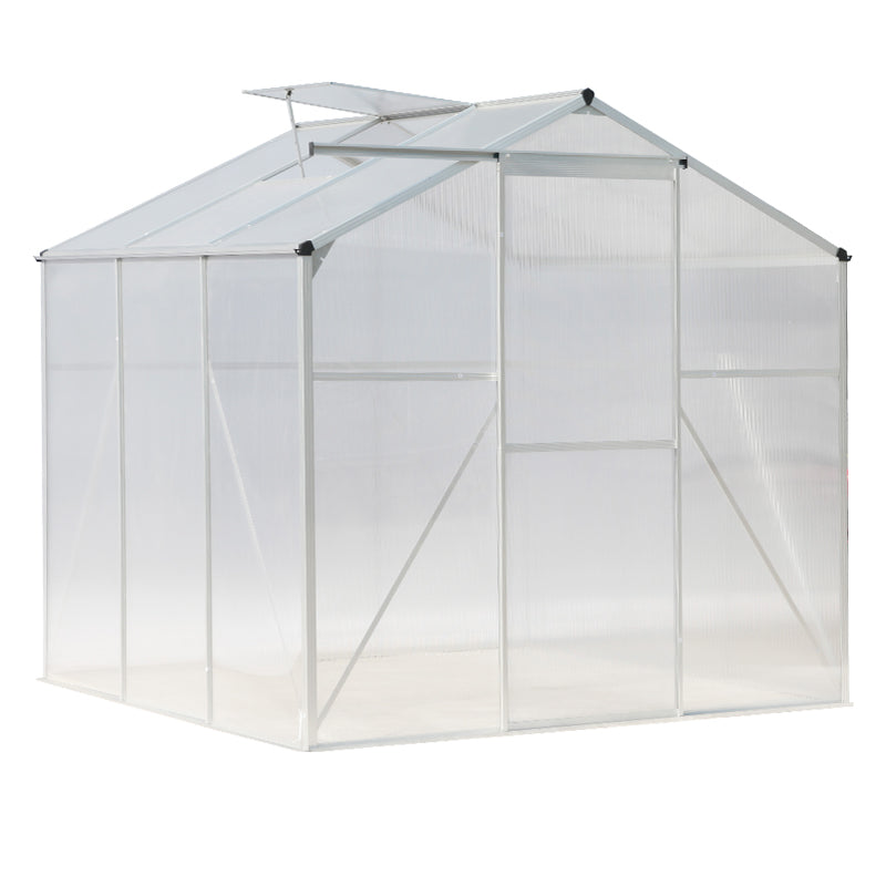 8x6ft silver-framed greenhouse without base, standalone image for eCommerce