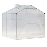 8x6ft silver-framed greenhouse without base, standalone image for eCommerce