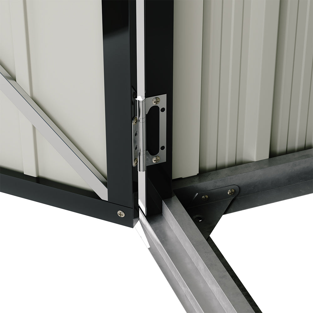 Ground-level threshold of anthracite garden shed – sloped top with easy access and water-resistant base