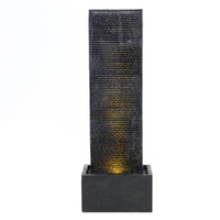 H98cm Rectangle Waterfall Stone Look Water Fountain LED Light Black Fountains & Waterfalls Living and Home 